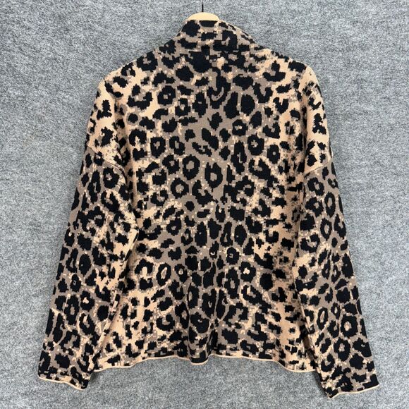 Nicole Miller Sweater Pullover Women XL Brown Animal Print Knit High Neck Rayon - Picture 2 of 7
